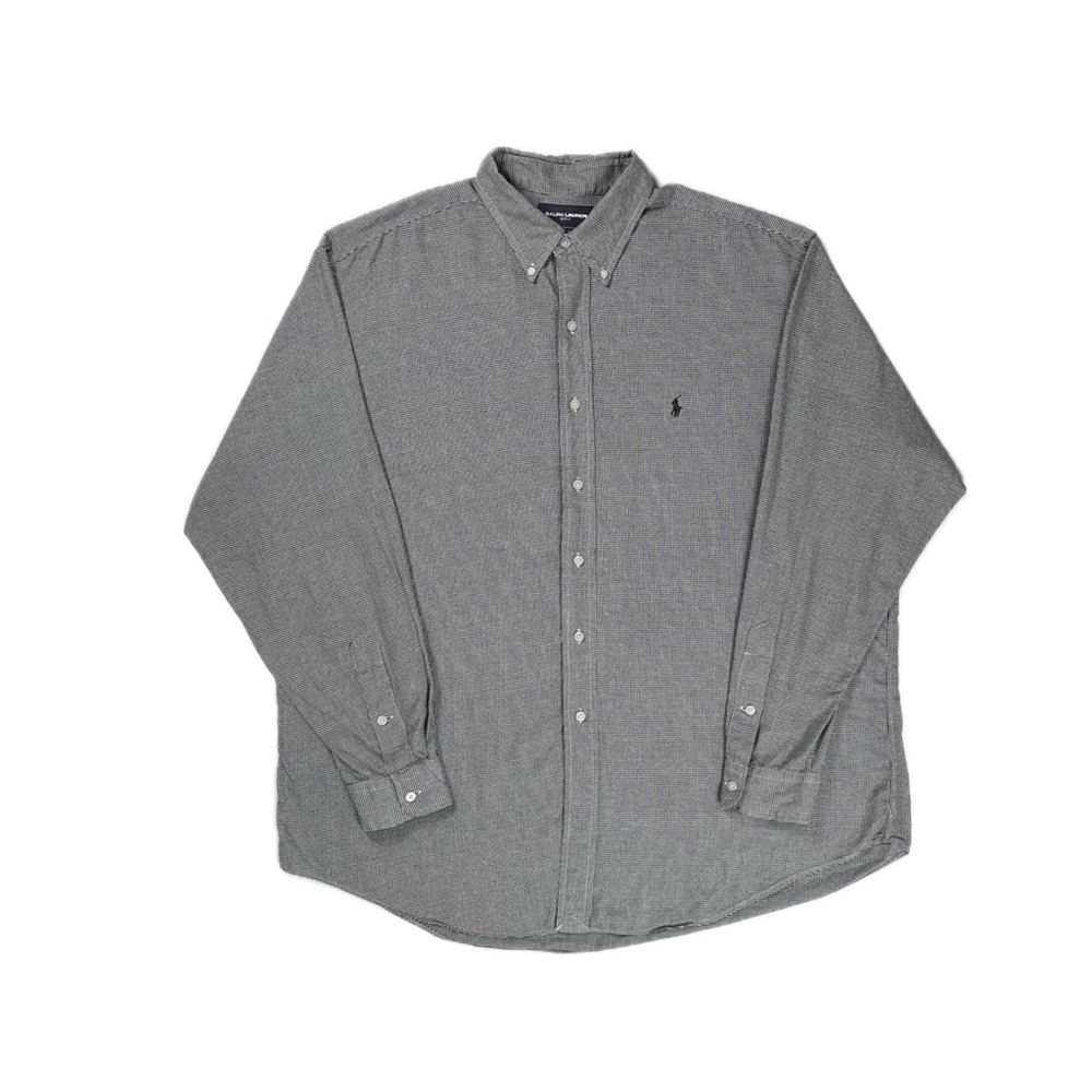 Vintage Ralph Lauren Golf Black White Houndstooth Blake button down shirt men XL